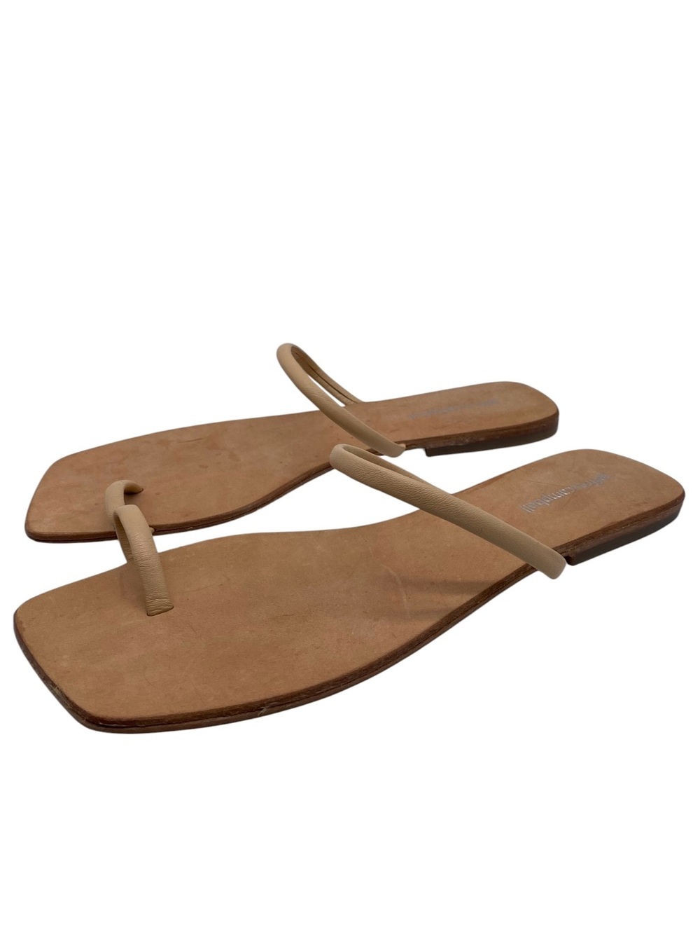 Jeffrey Campbell Womens Shoes Darby Sandals Sz 10 Brown Leather Flat Toe Loop